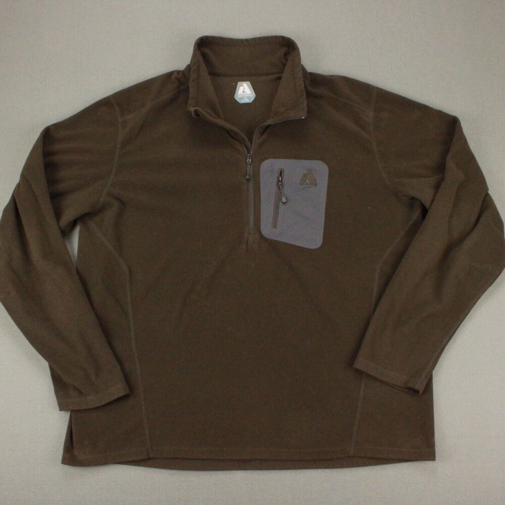 Eddie Bauer First Ascent Mens XXL Brown Fleece Quarter Zip Pullover
